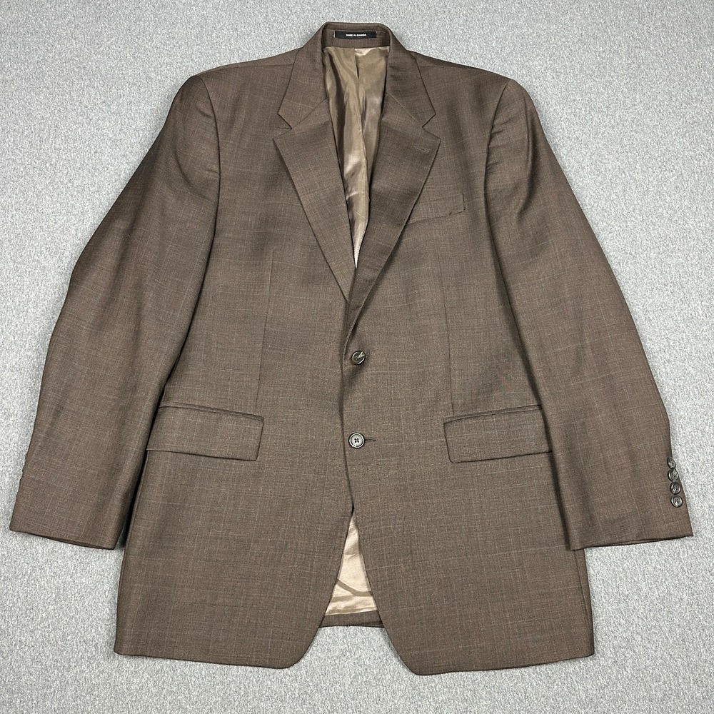 Vintage Lauren Ralph Lauren 42L Brown Glen Plaid 100% Wool 2 Button Blazer Coat